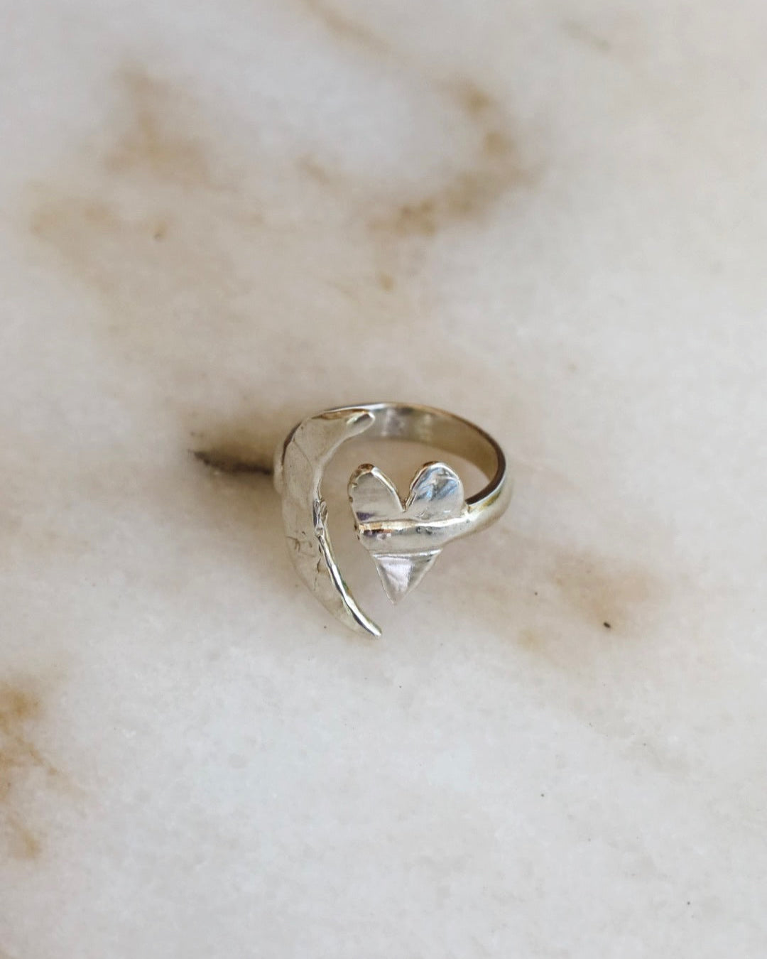 Artemis  Moon and Heart Ring