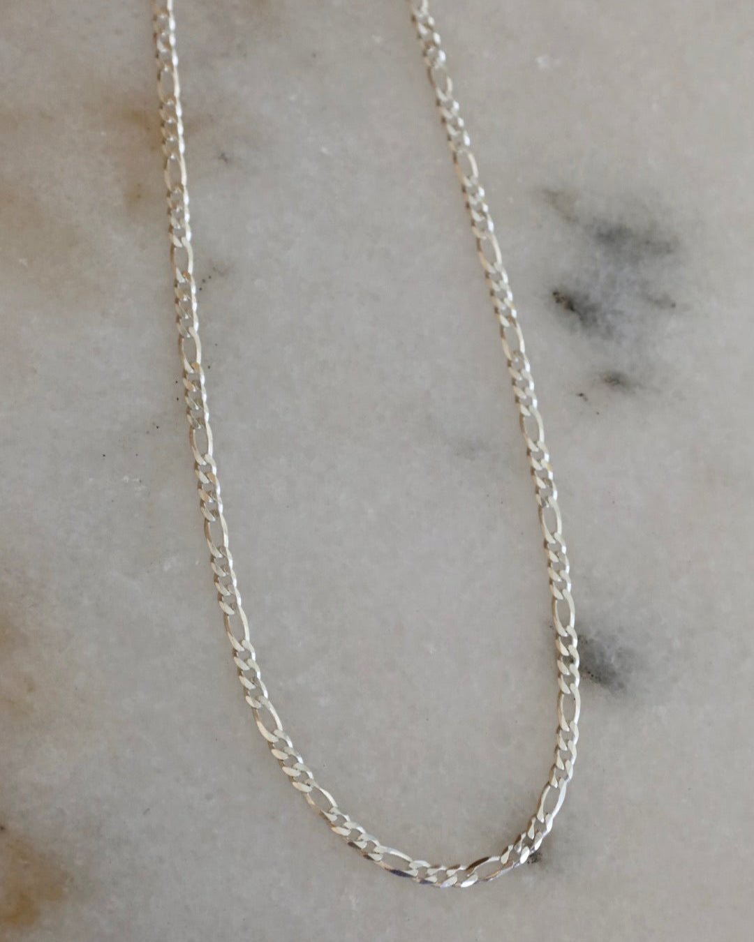 Thin Silver Figaro Chain Necklace