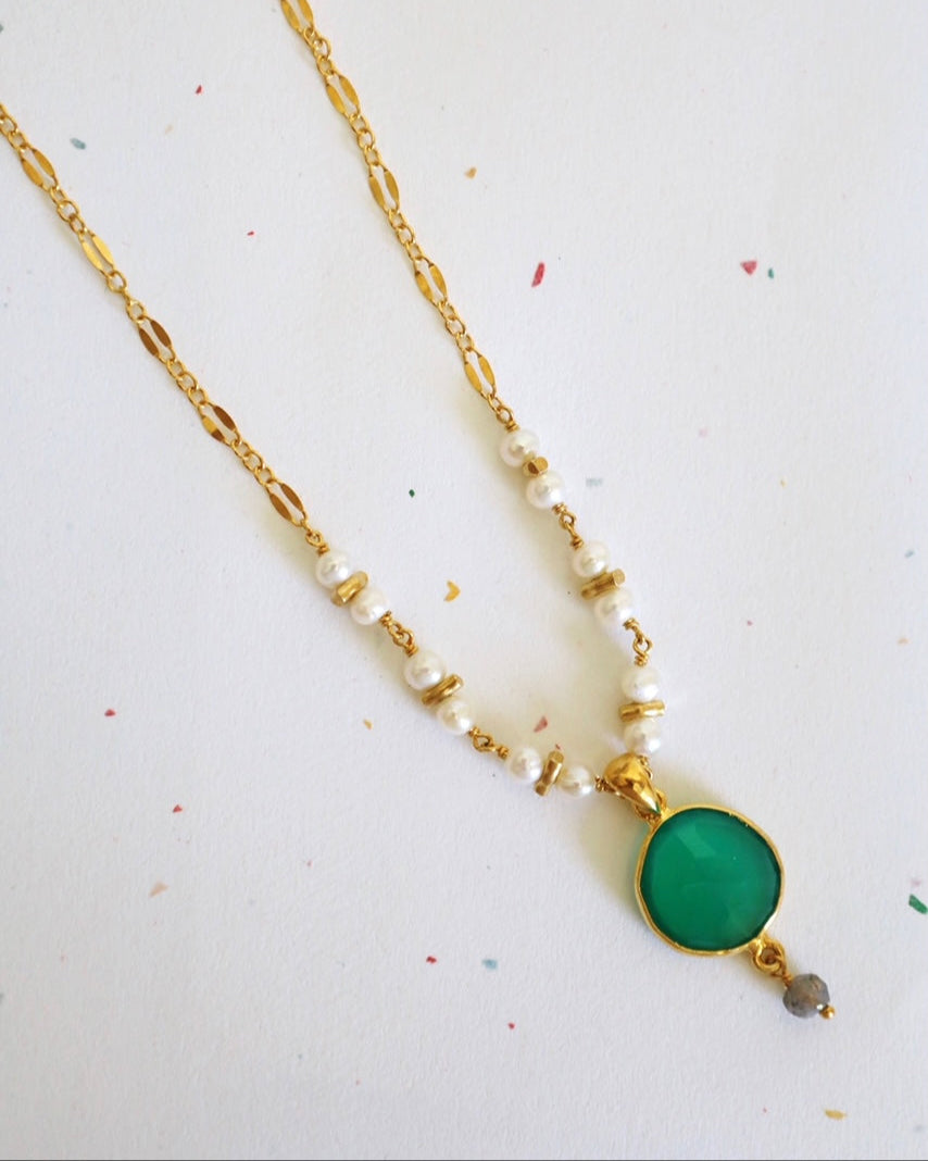 Aventurine Mix and Pearl Penina Necklace