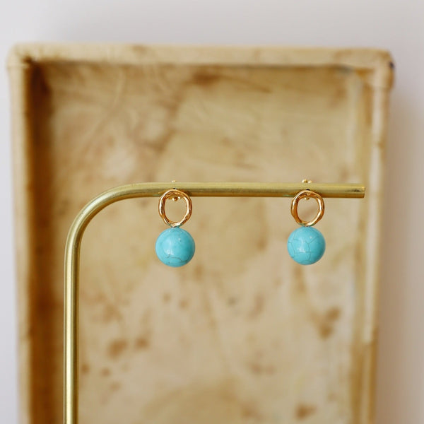 Turquoise Globe Stud Earrings