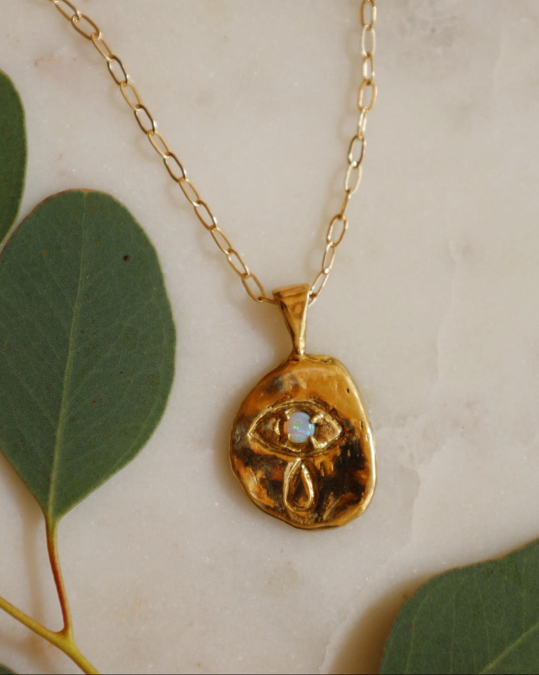 Crying Eye Gold Opal Necklace
