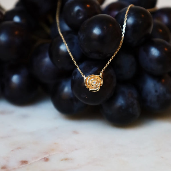 Gold Diamond Rose Pendant