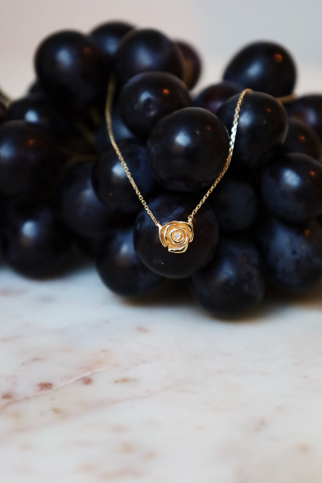 Gold Diamond Rose Pendant