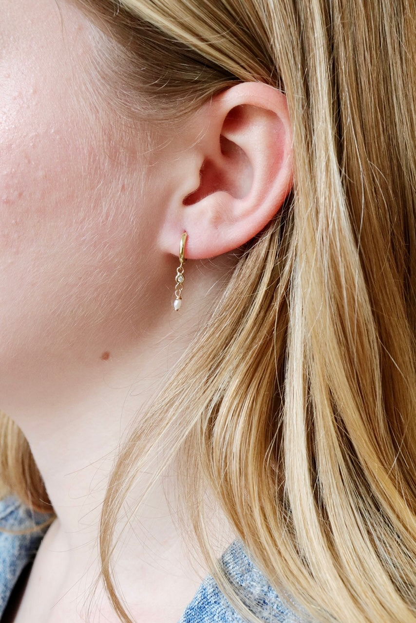 Pearl Diamond Drop Earrings