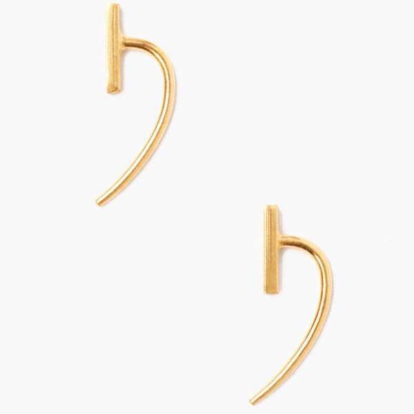 Gold Bar and Hook Earrings