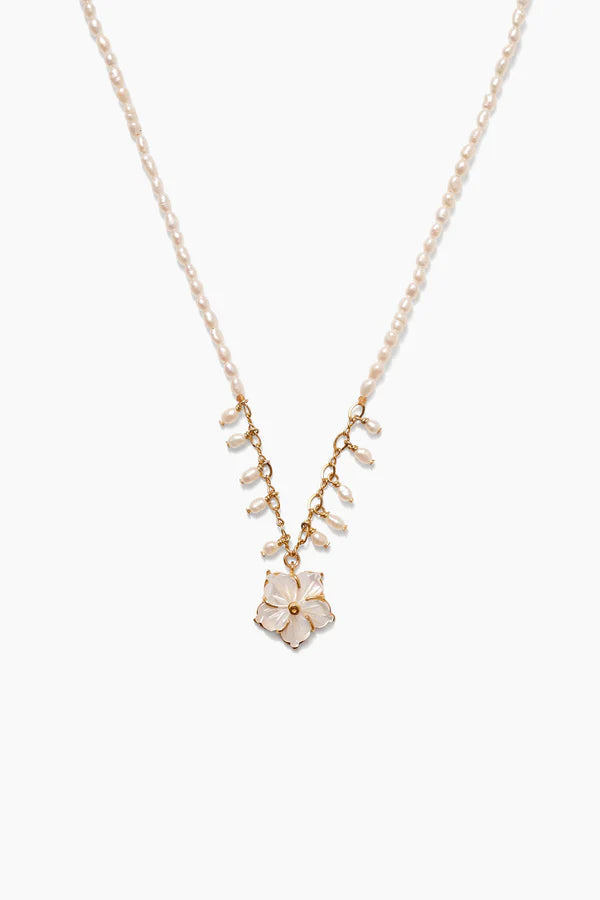Plumeria Necklace White Pearl