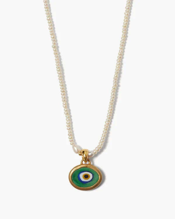 Mya Evil Eye White Pearl Necklace