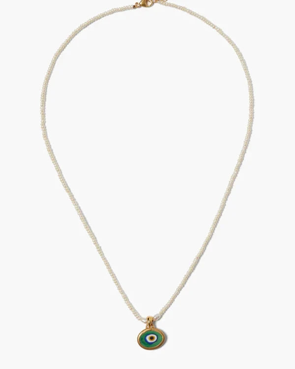 Mya Evil Eye White Pearl Necklace
