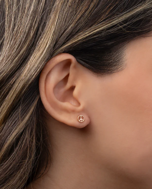 Tiny Peace Sign Earring (single)