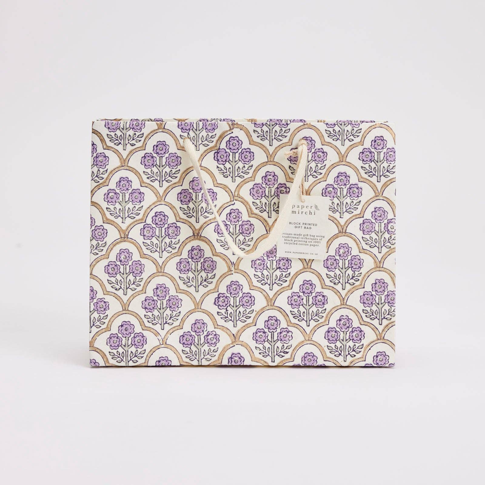 Hand Block Printed Gift Bags (Medium) - Lavender