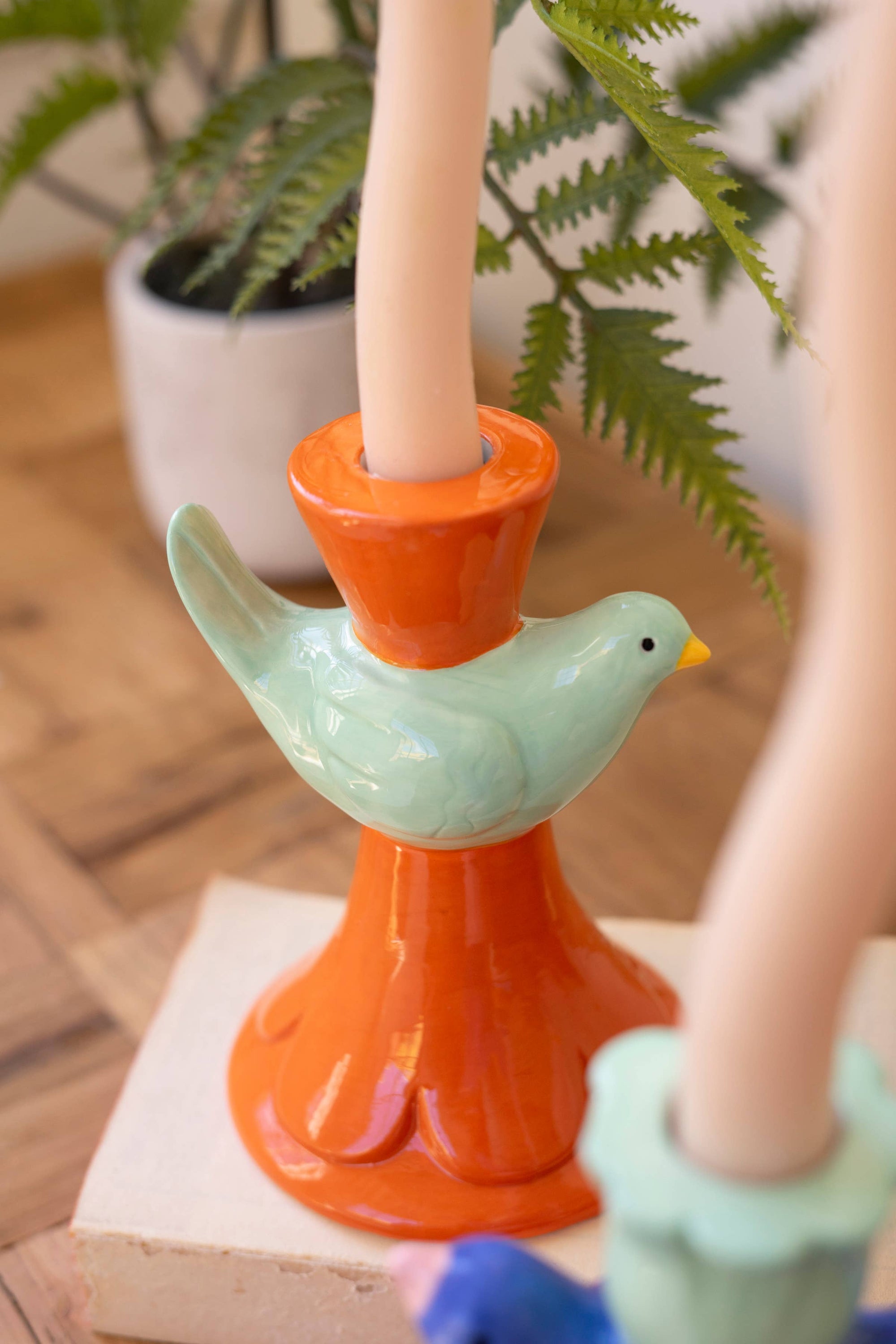 CERAMIC BIRD TAPER CANDLE HOLDER