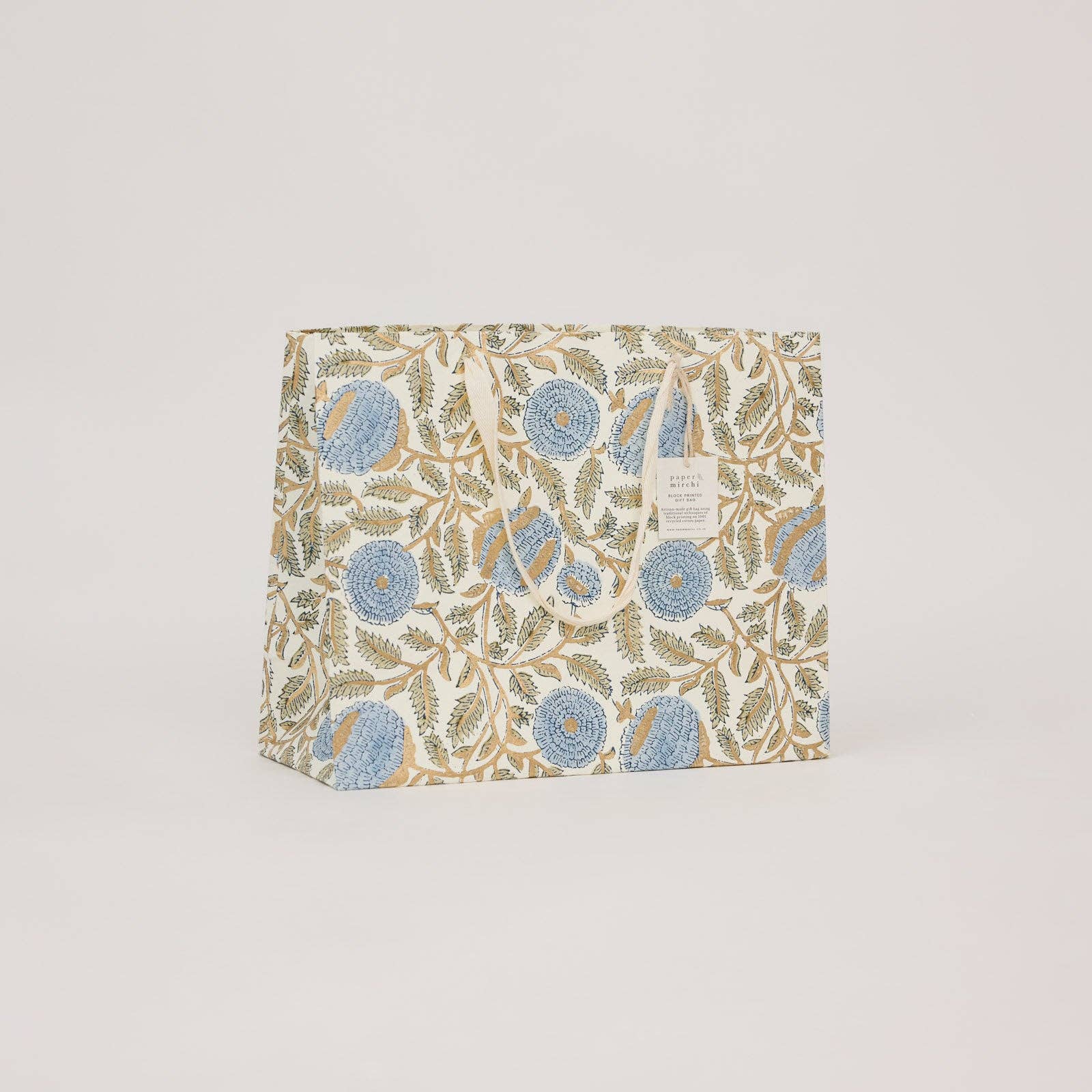 Hand Block Printed Gift Bags (Large) - Blue Stone Refresh