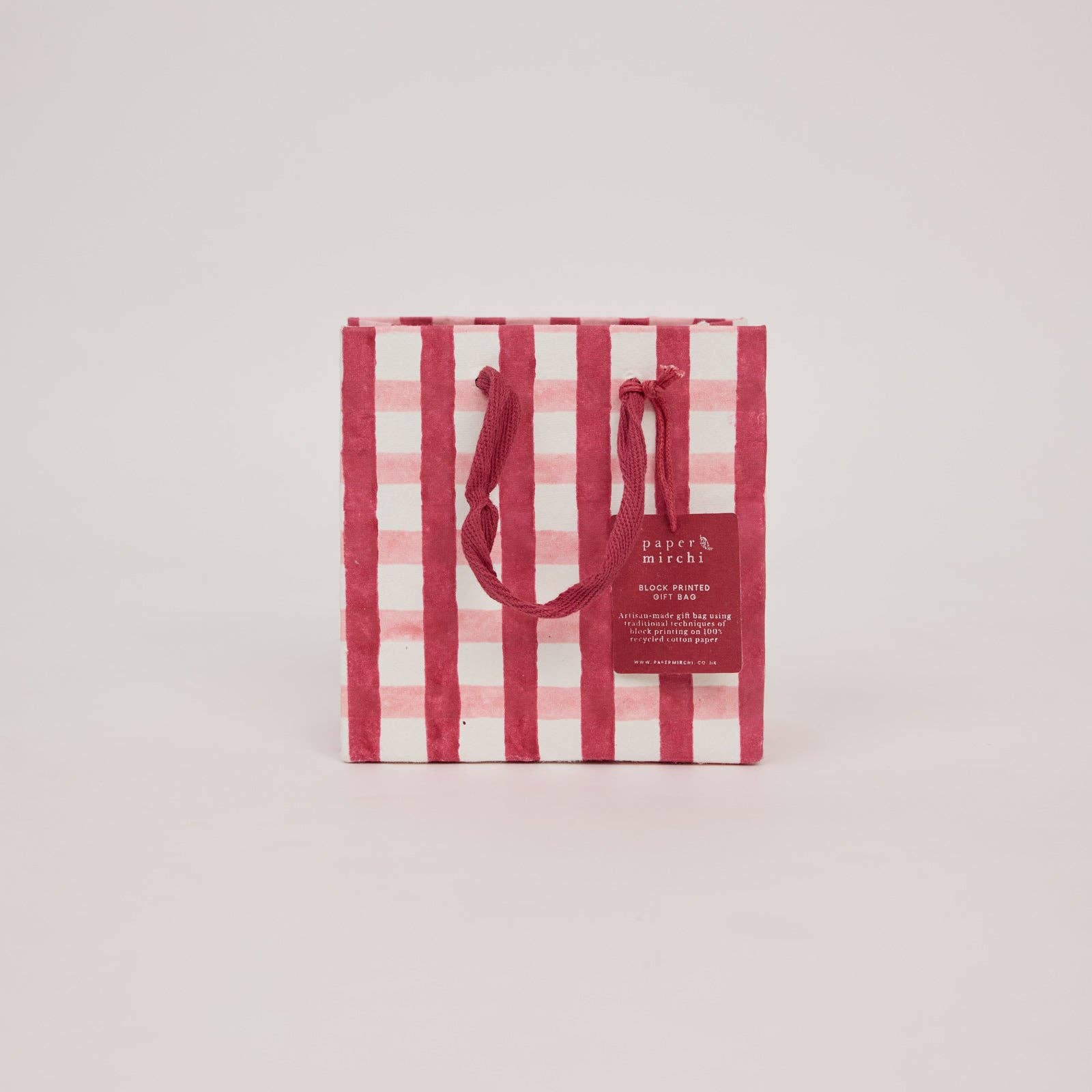 Block Printed Gift Bags (Small) - Christmas Pudding