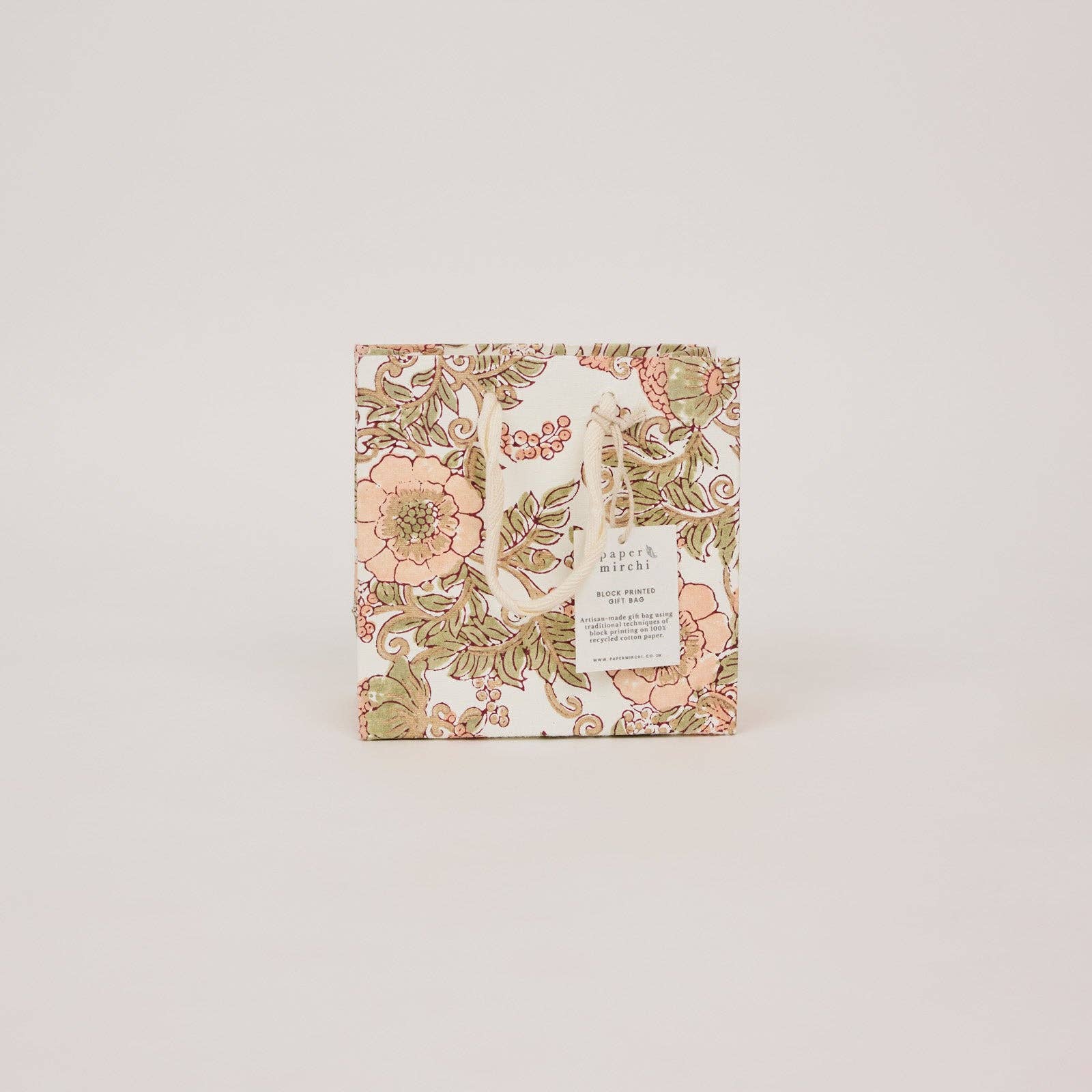 Hand Block Printed Gift Bags (Small) - Terracotta