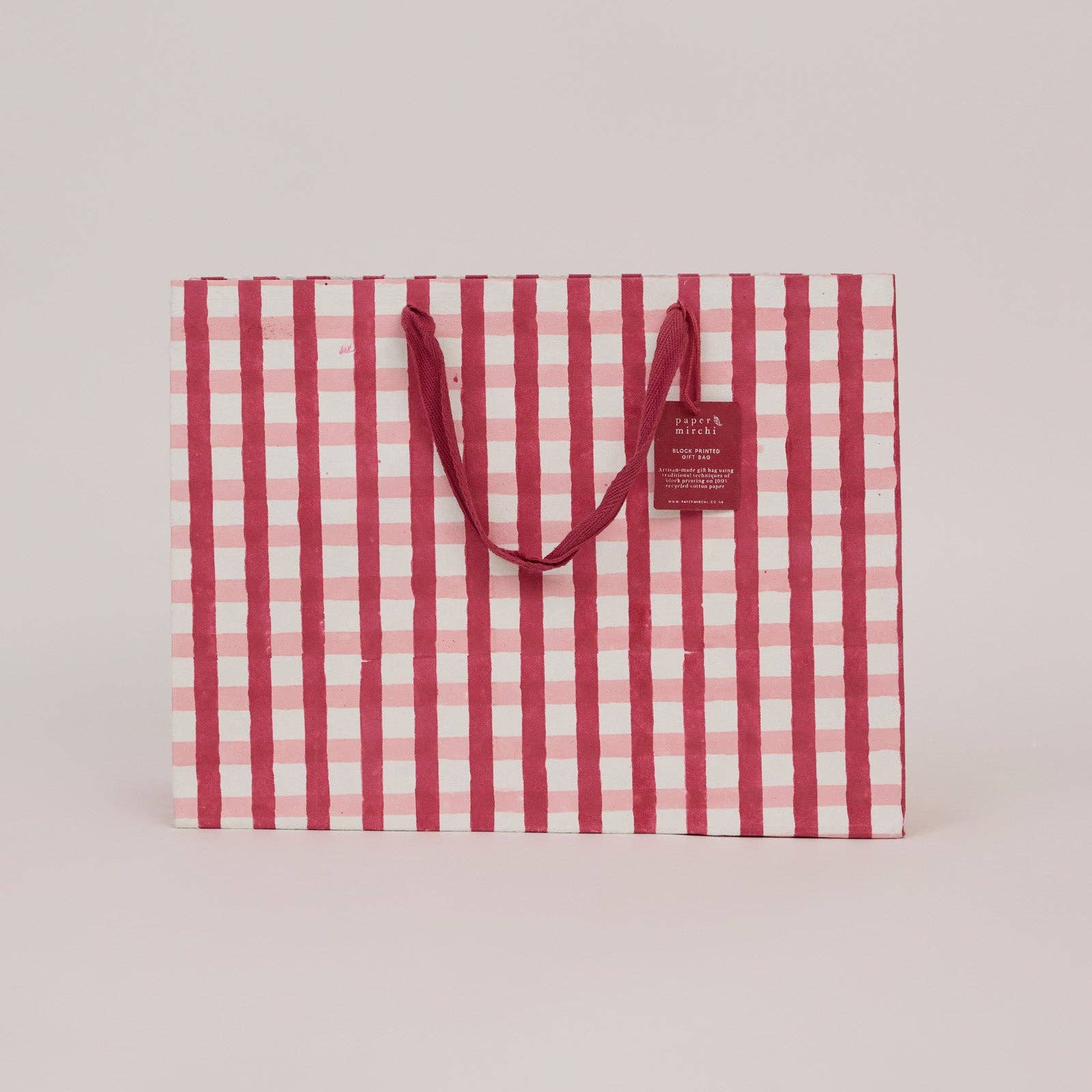 Block Printed Gift Bags (Large) - Christmas Pudding