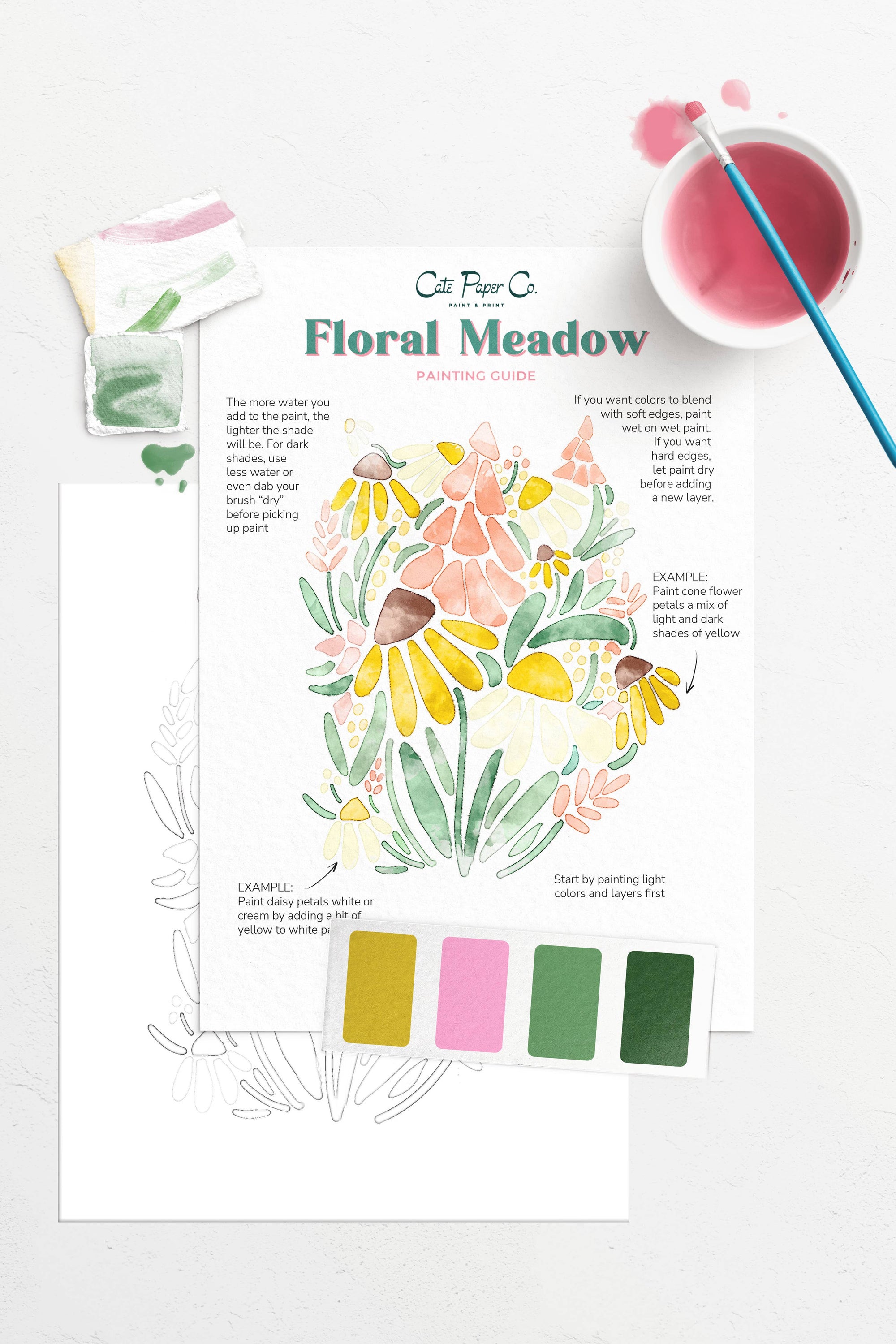 Floral Meadows watercolor painting kit