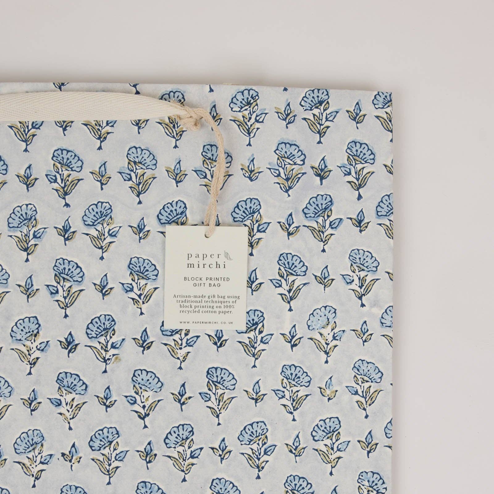 Hand Block Printed Gift Bags (Large) - Blue Stone Refresh