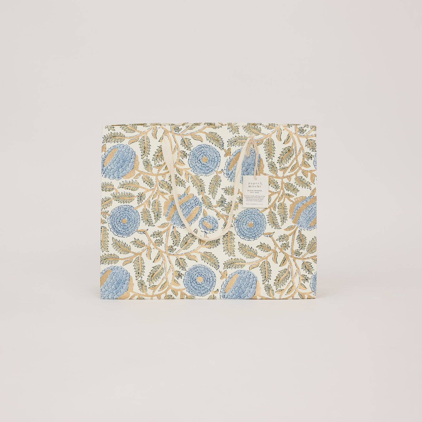 Hand Block Printed Gift Bags (Large) - Blue Stone Refresh