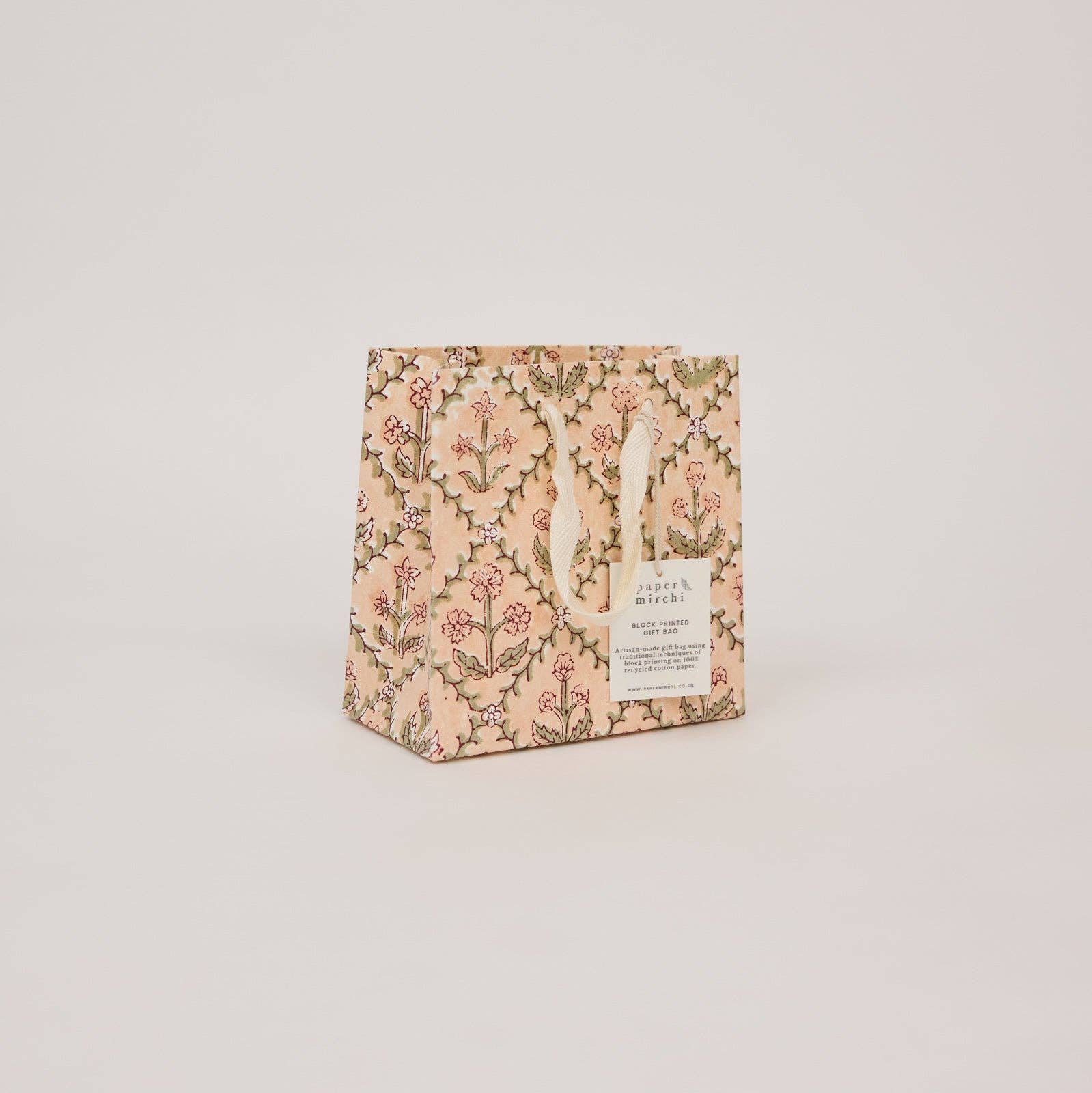 Hand Block Printed Gift Bags (Small) - Terracotta