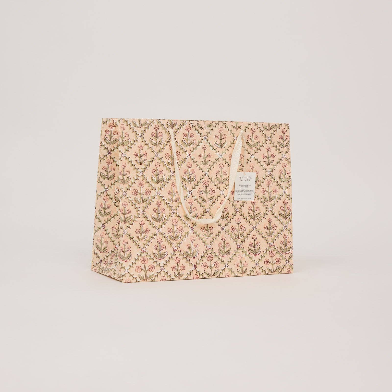 Hand Block Printed Gift Bags (Large) - Terracotta