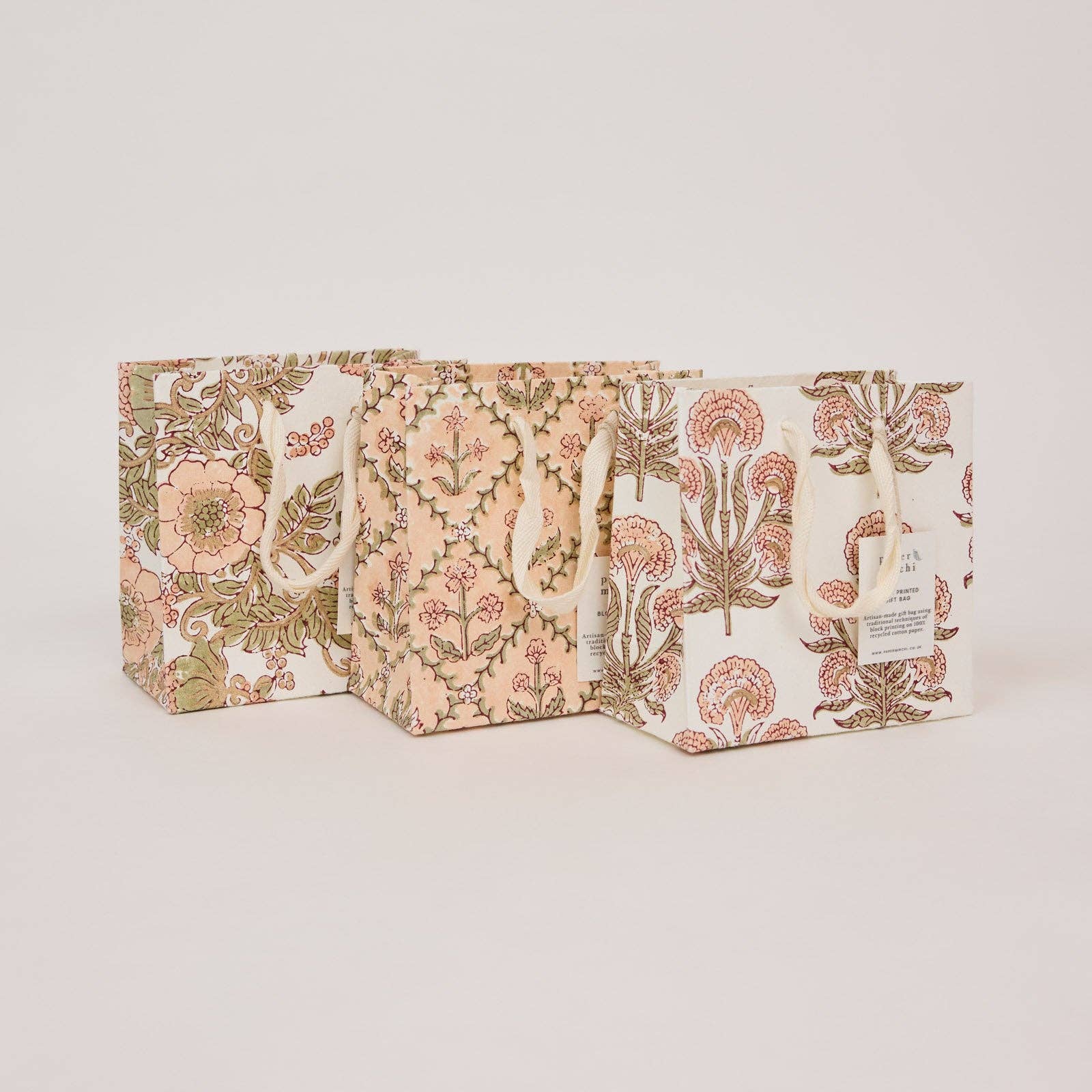 Hand Block Printed Gift Bags (Small) - Terracotta