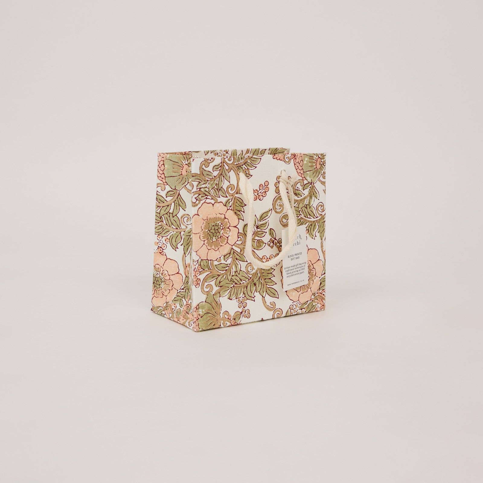 Hand Block Printed Gift Bags (Small) - Terracotta