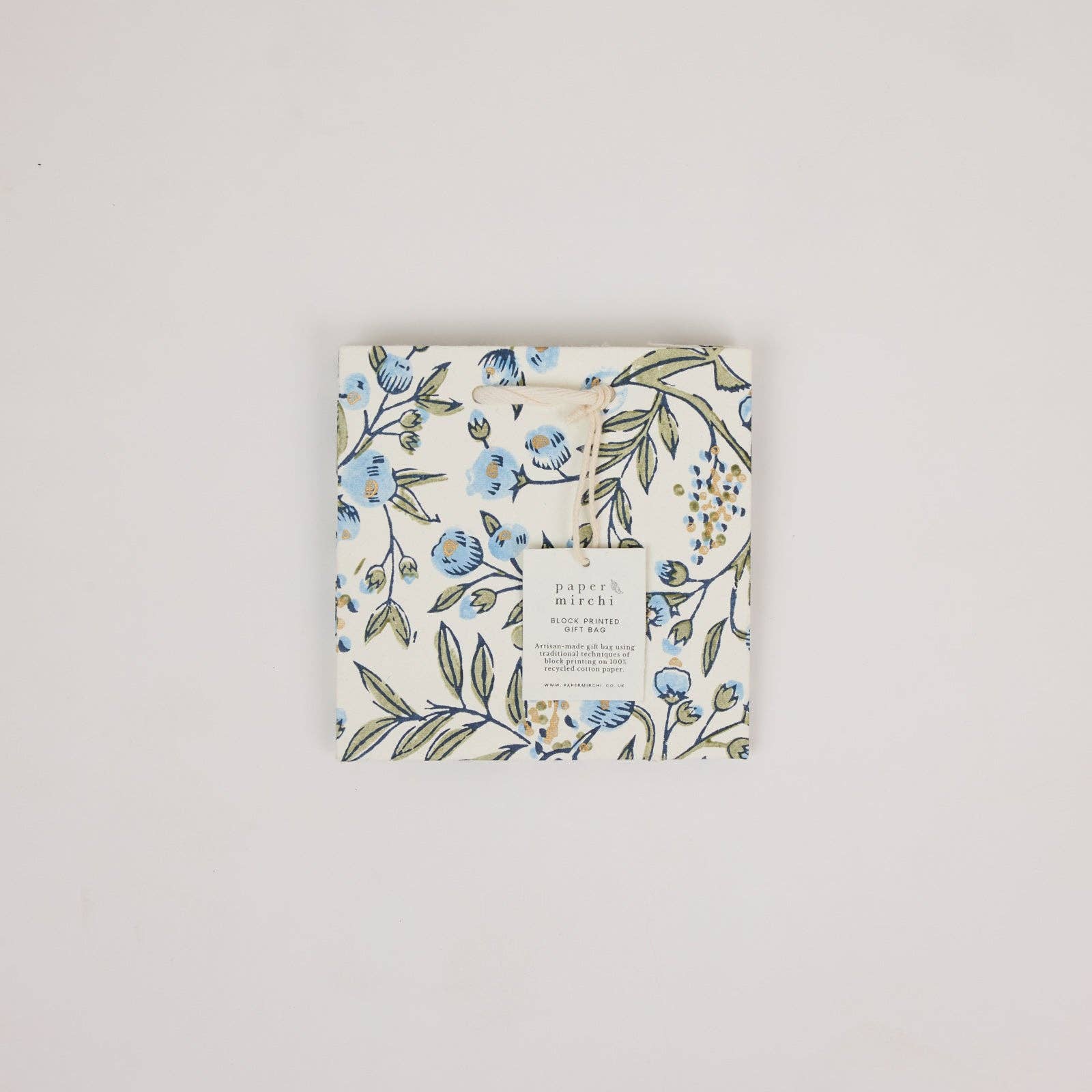 Hand Block Printed Gift Bags (Small) - Blue Stone Refresh