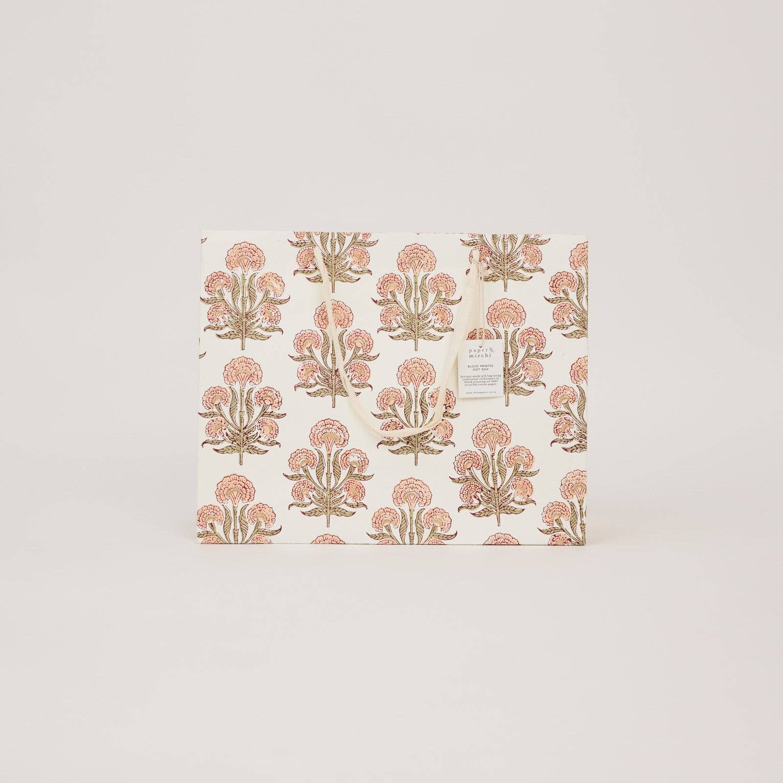Hand Block Printed Gift Bags (Large) - Terracotta