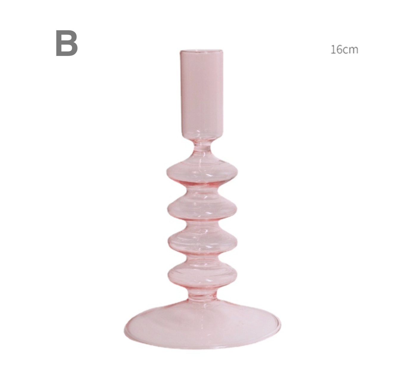 Pink Glass Candlestick Holder