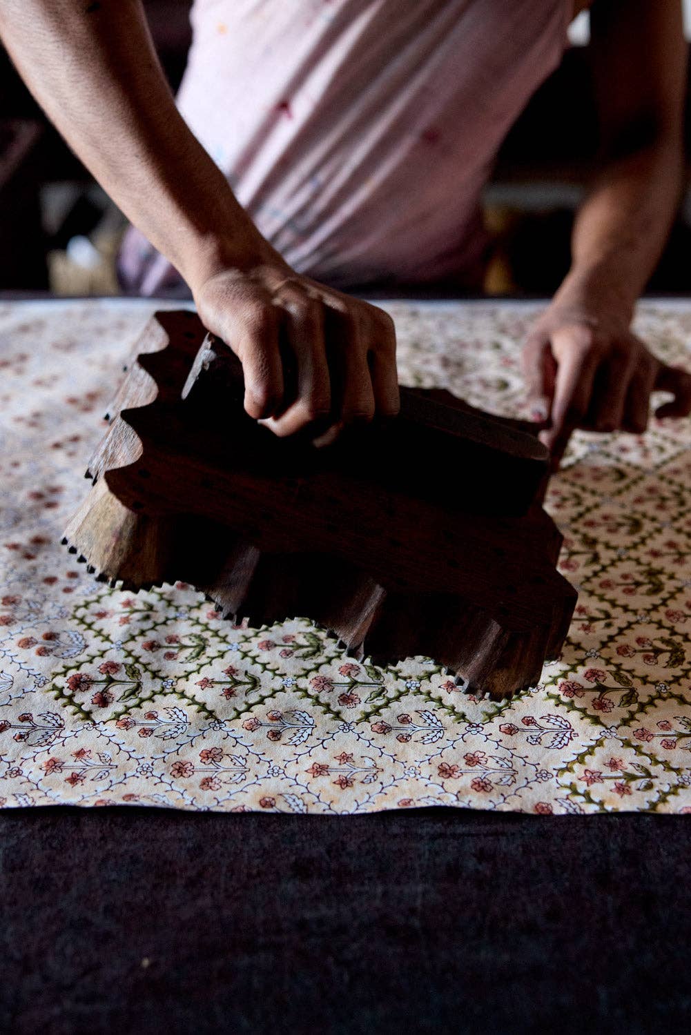 Block Printed Wrapping Paper Sheets - BP Floral Lattice Terracotta