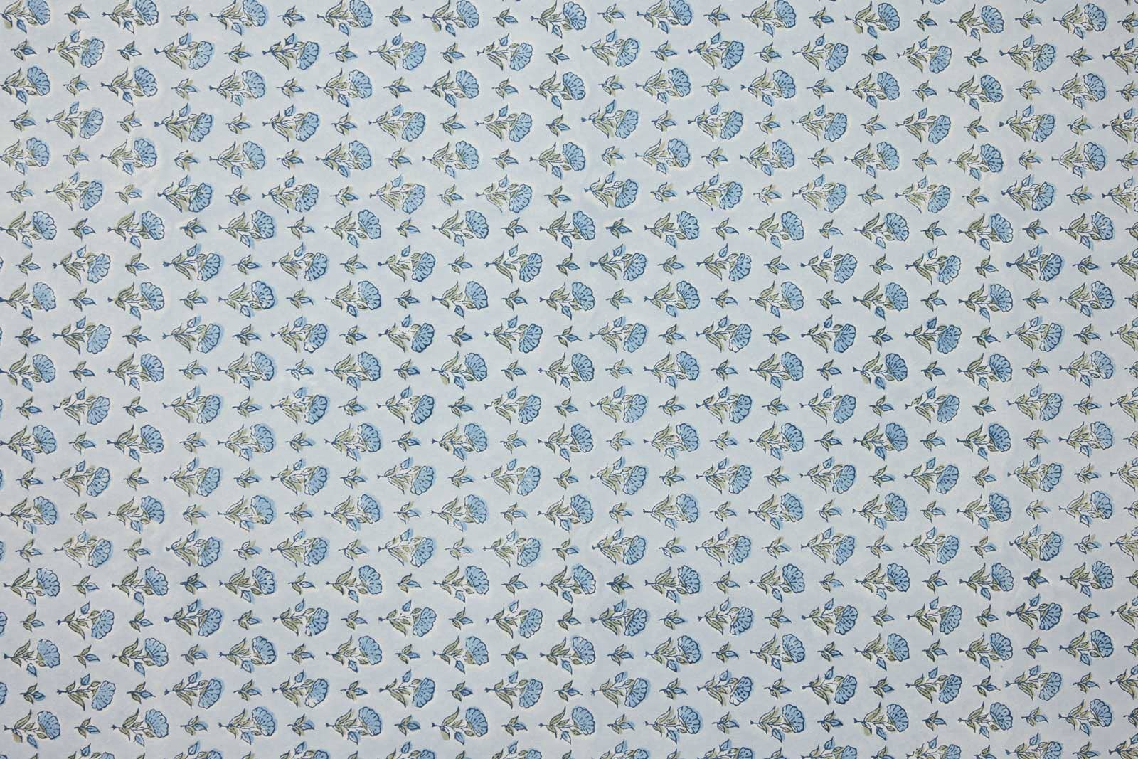 Block Printed Wrapping Paper Sheets - BP Ditsy Floral Blue Stone