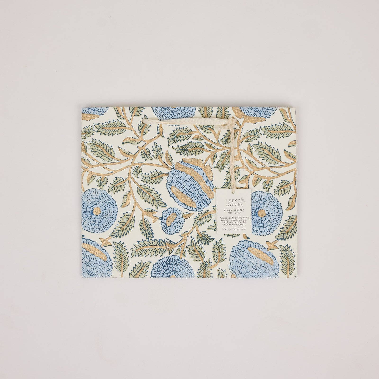Hand Block Printed Gift Bags (Medium) - Blue Stone Refresh