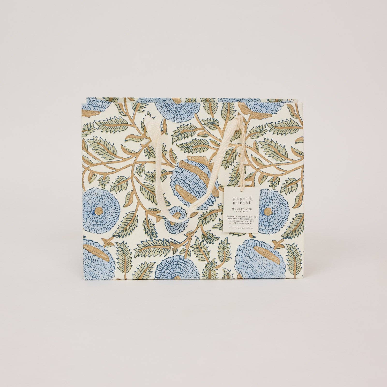 Hand Block Printed Gift Bags (Medium) - Blue Stone Refresh
