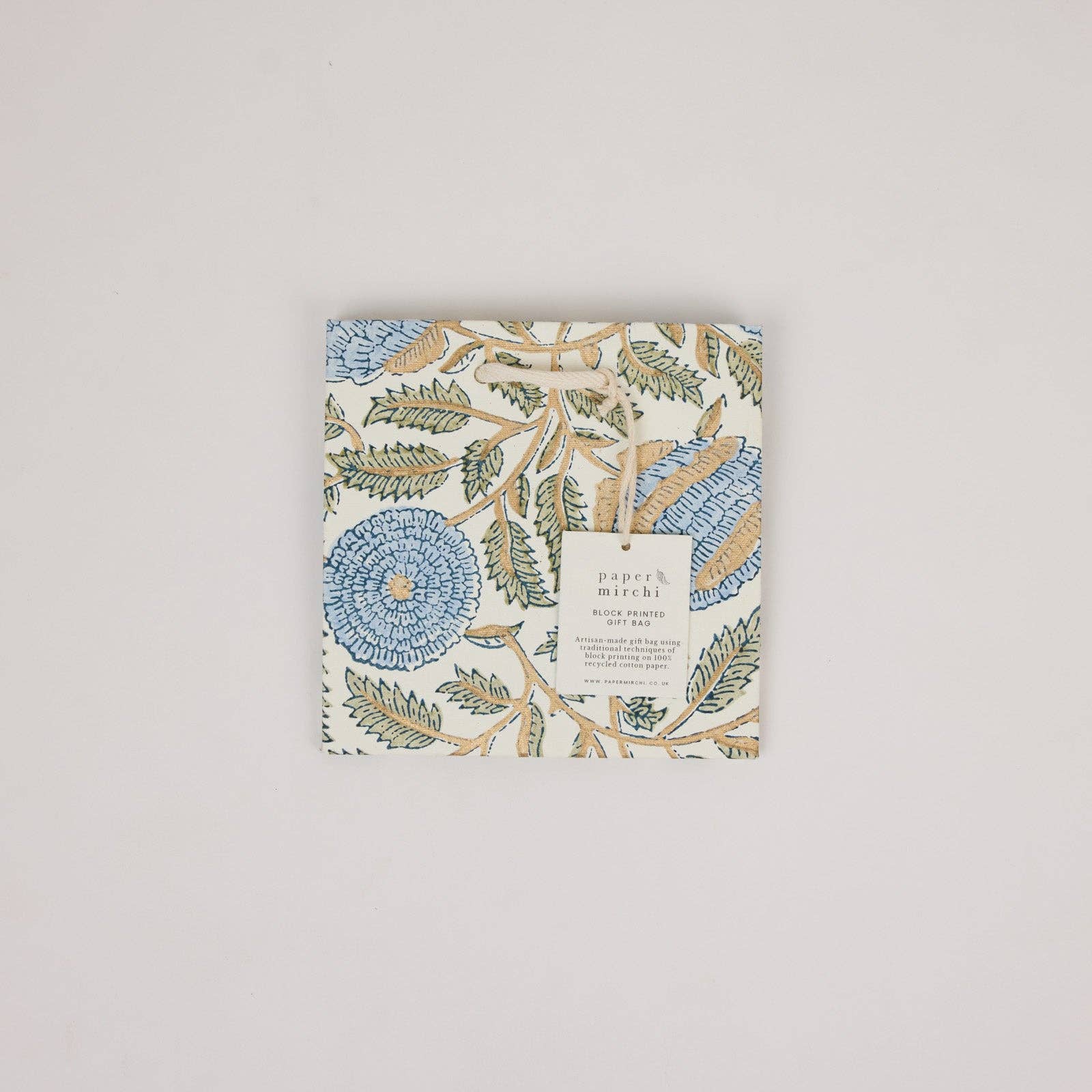 Hand Block Printed Gift Bags (Small) - Blue Stone Refresh