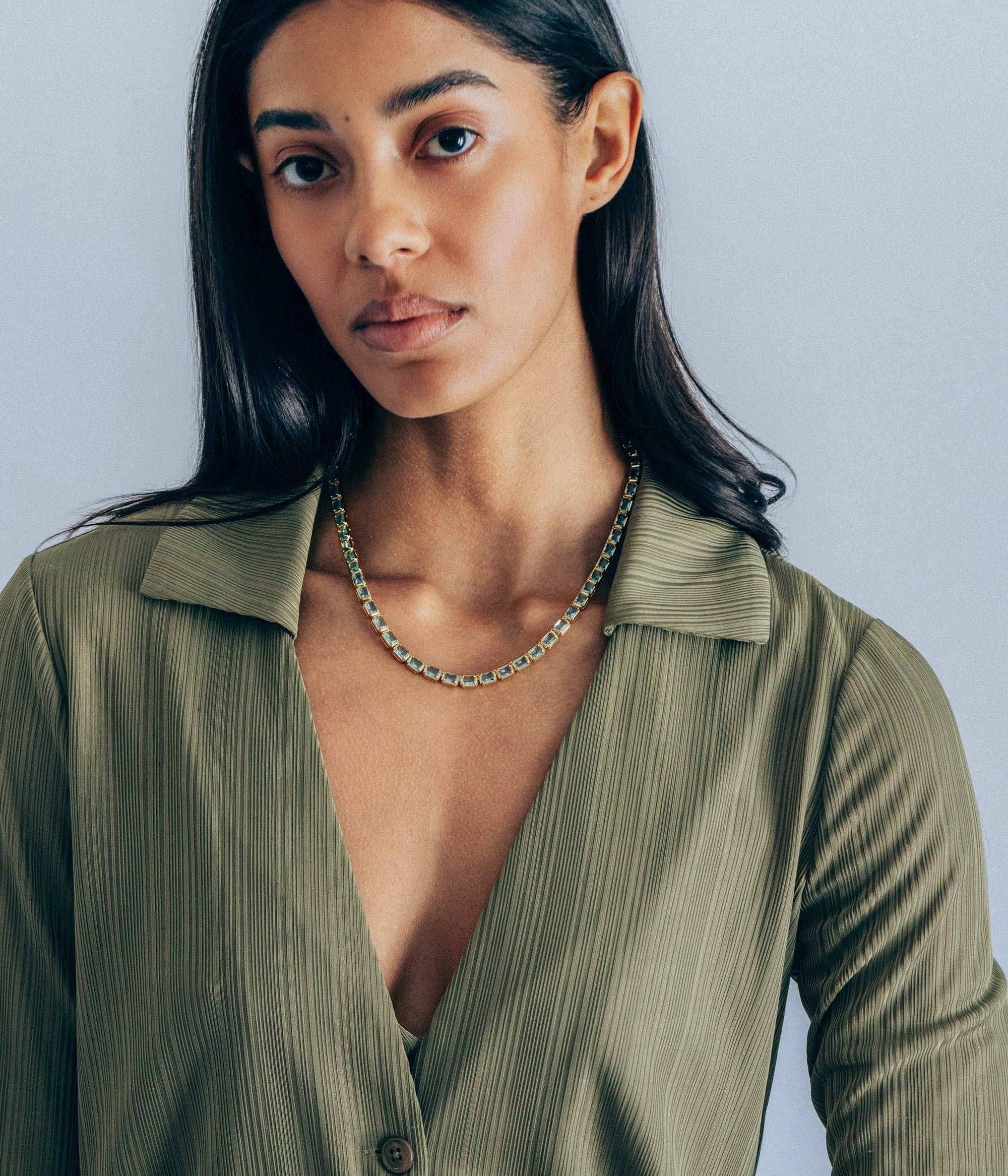 Liza Slider Necklace in Aqua