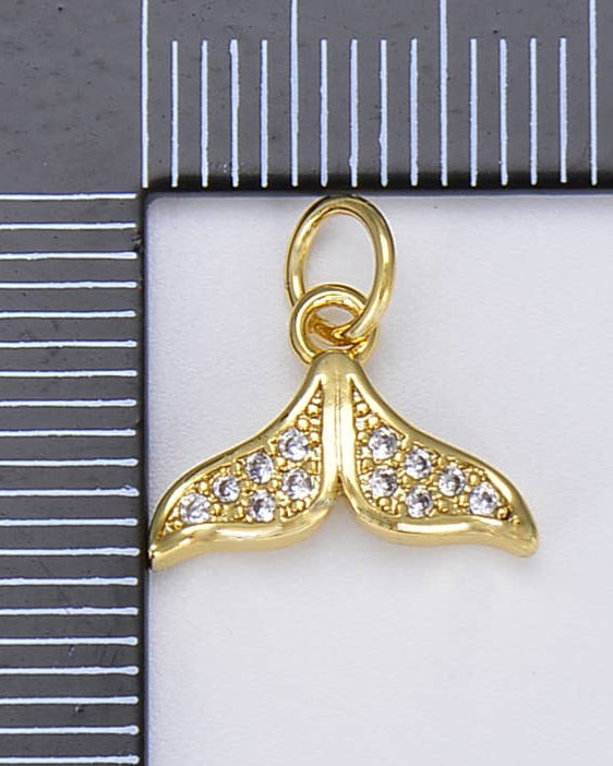 CZ Micro Pave Whale Tail Charm
