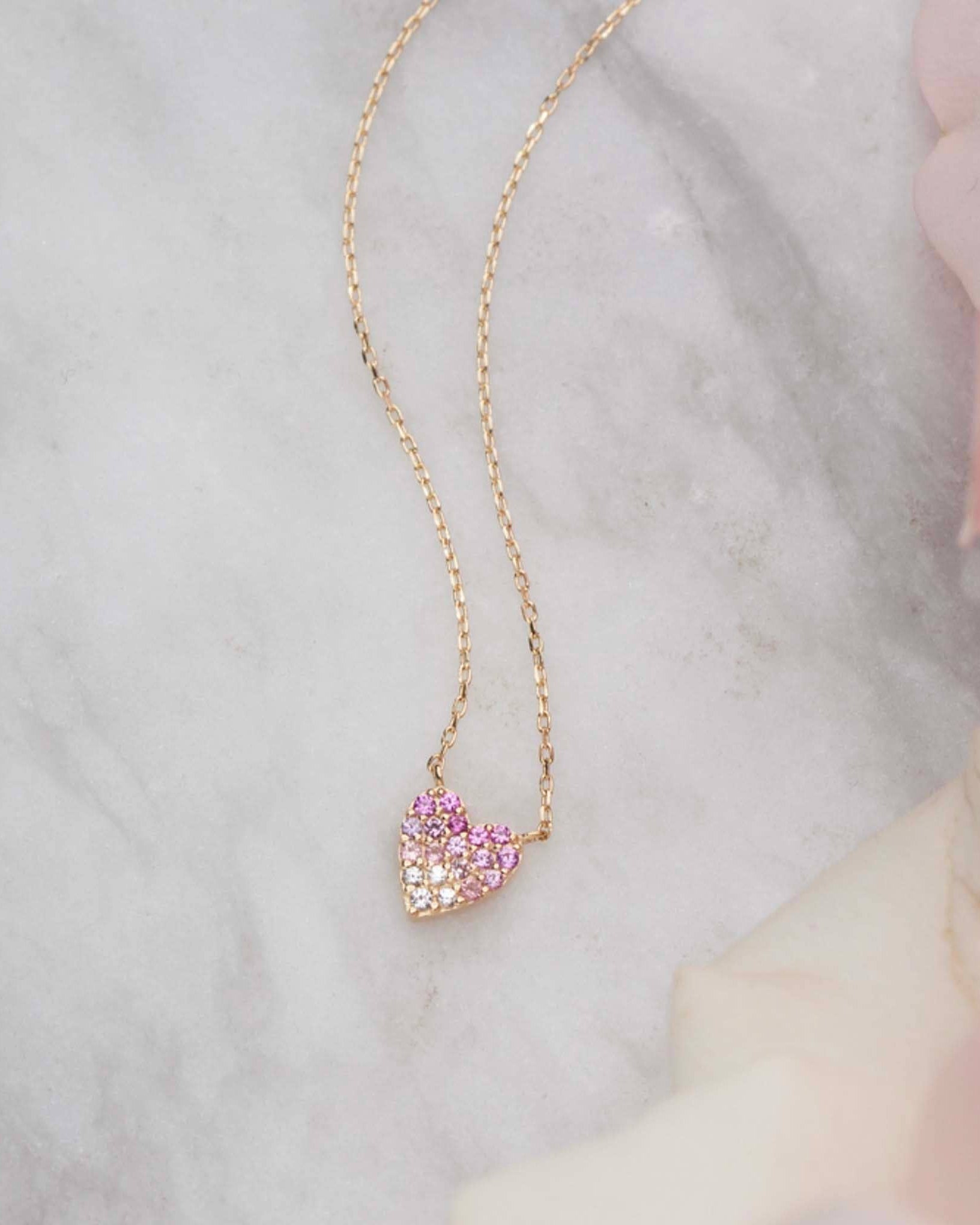 Pink Sapphire Heart Necklace