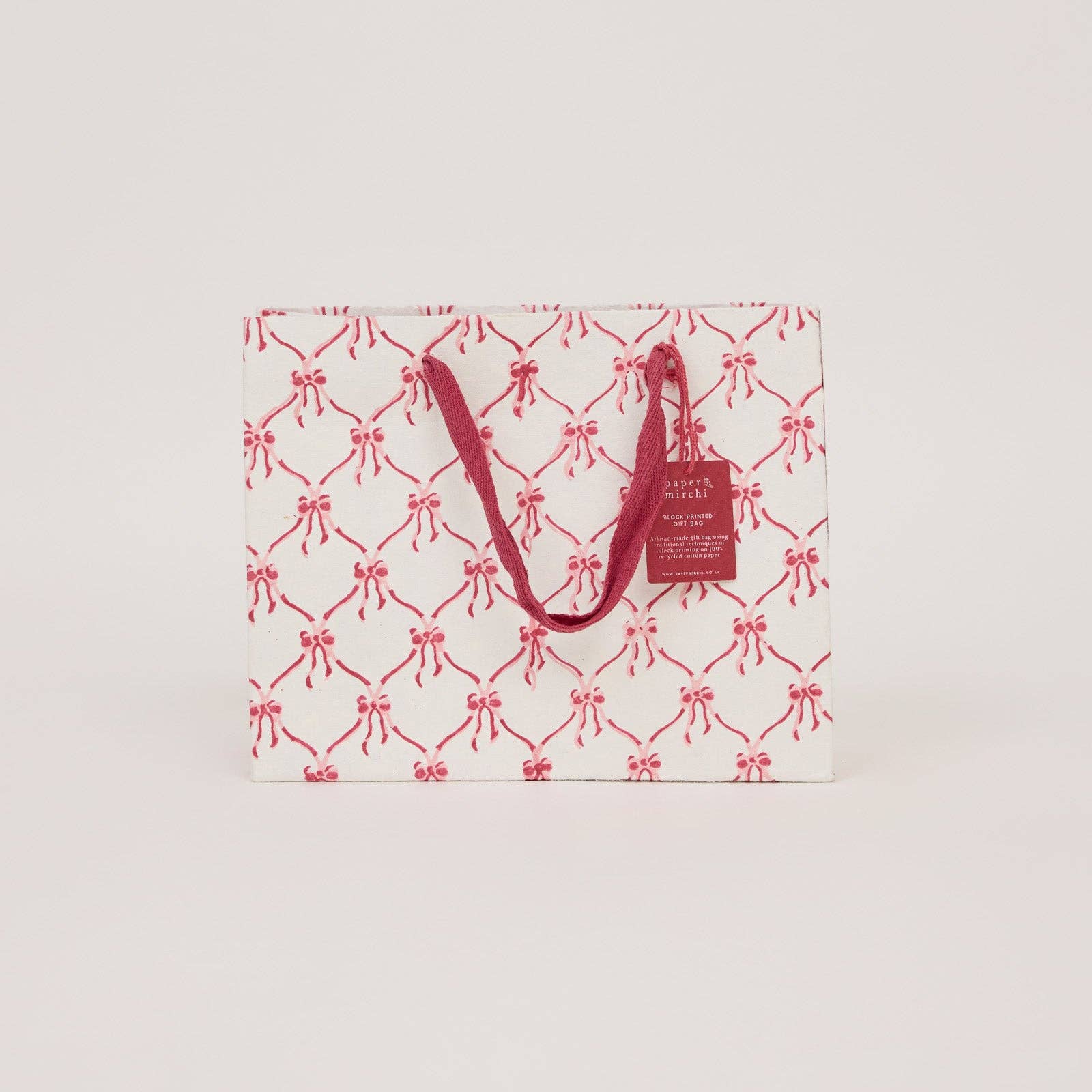 Block Printed Gift Bags (Medium) - Christmas Pudding