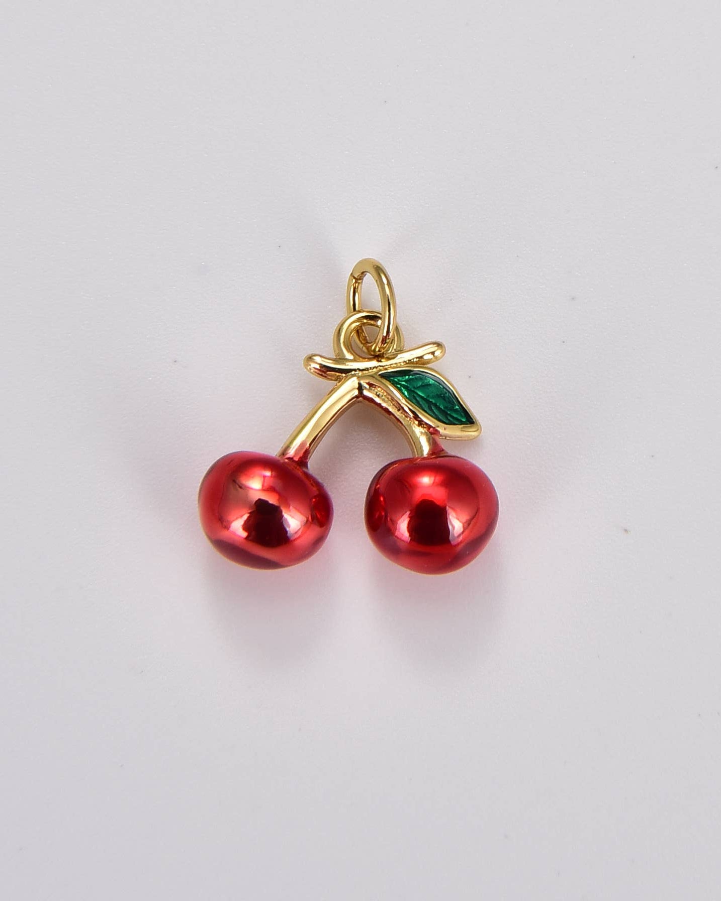 Red Enamel Cherry Charm
