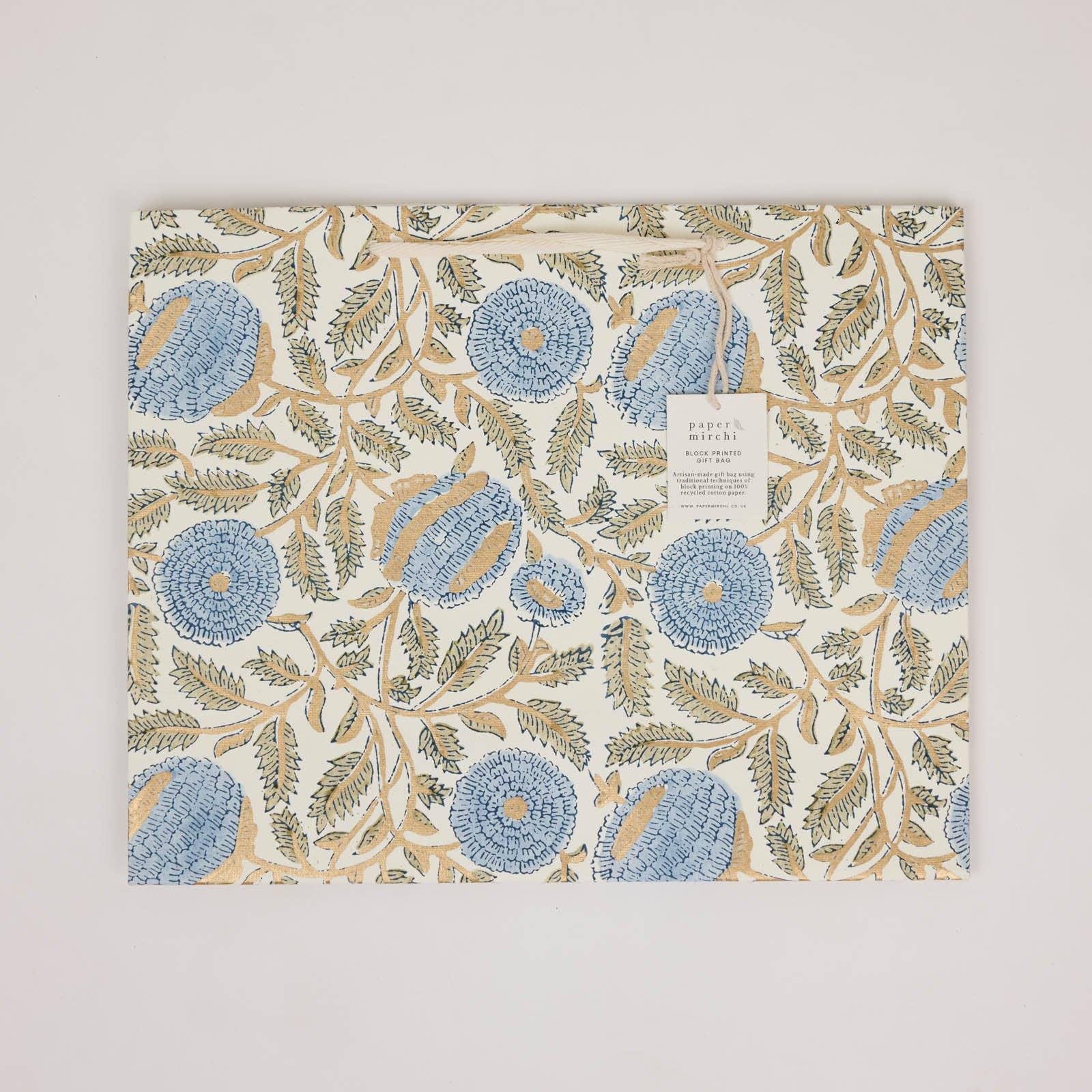 Hand Block Printed Gift Bags (Large) - Blue Stone Refresh