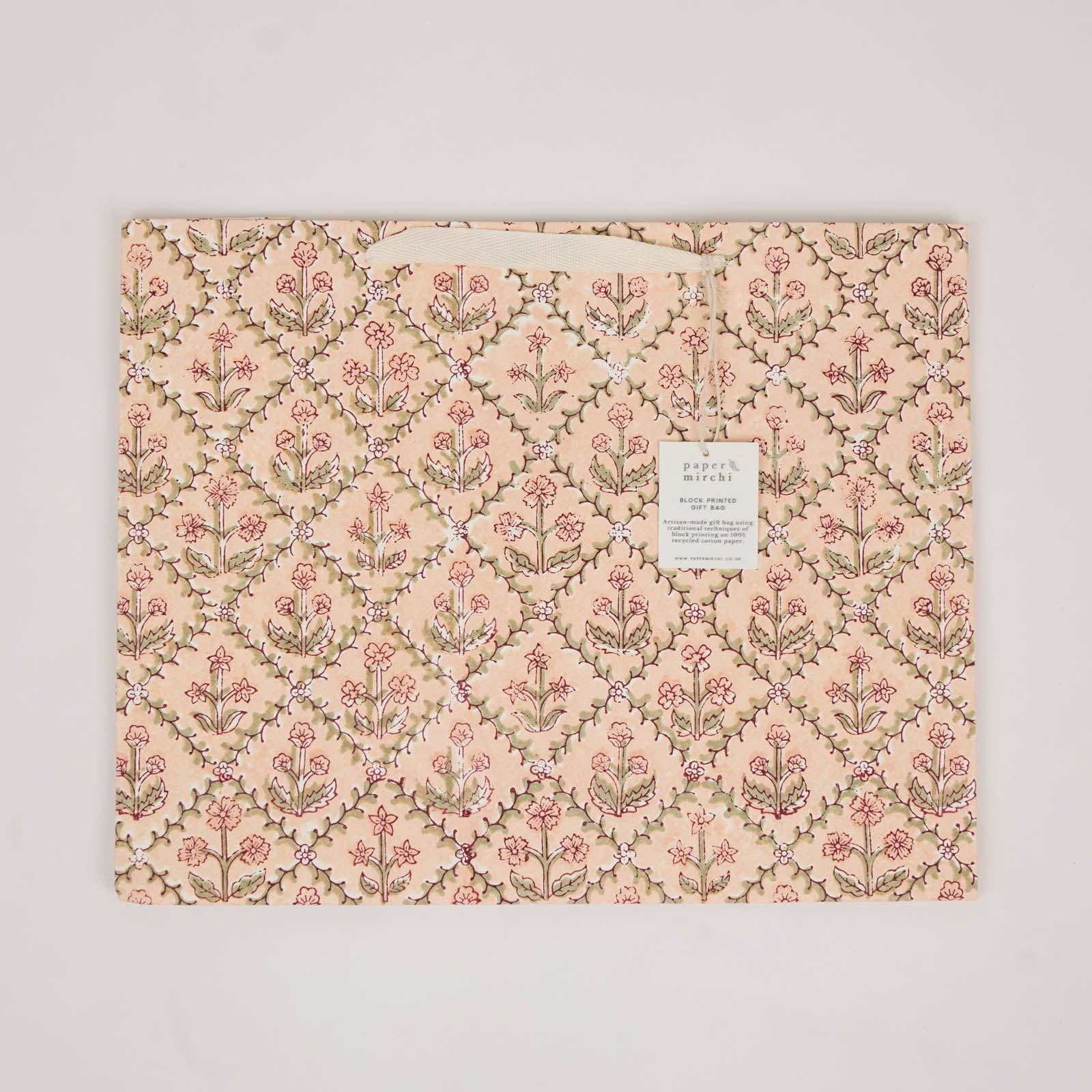 Hand Block Printed Gift Bags (Large) - Terracotta