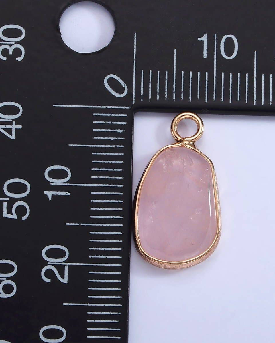 Rose Quartz Oval Bezel Charm