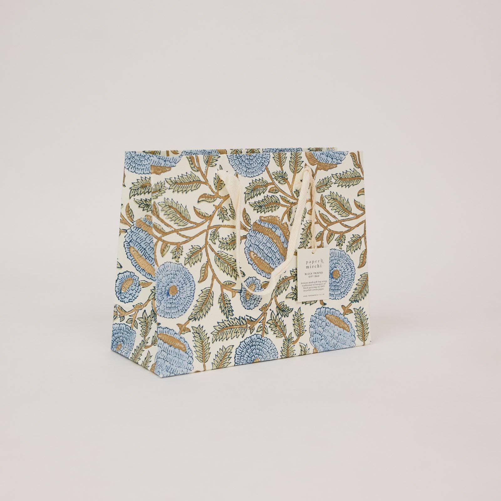 Hand Block Printed Gift Bags (Medium) - Blue Stone Refresh