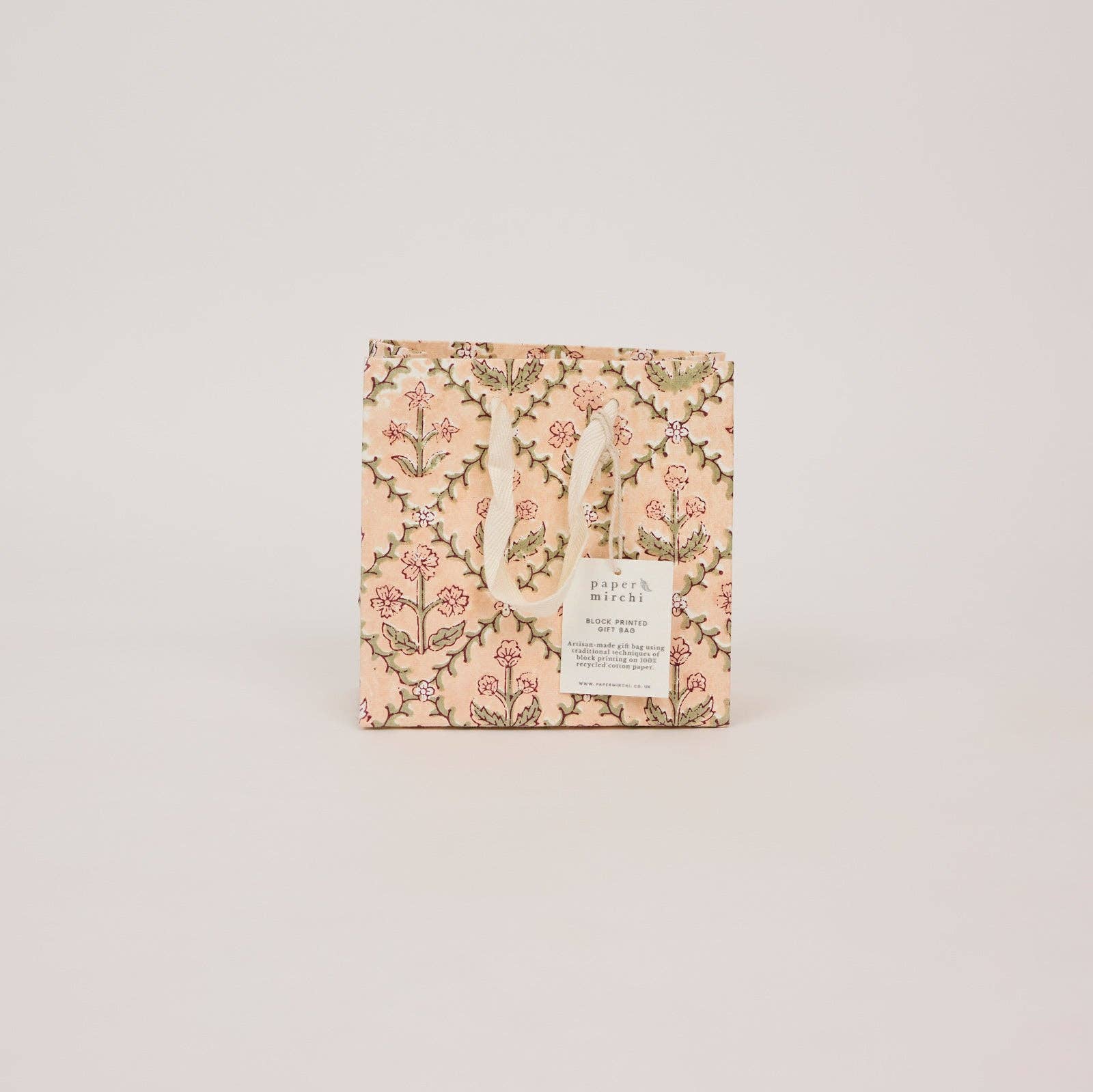 Hand Block Printed Gift Bags (Small) - Terracotta