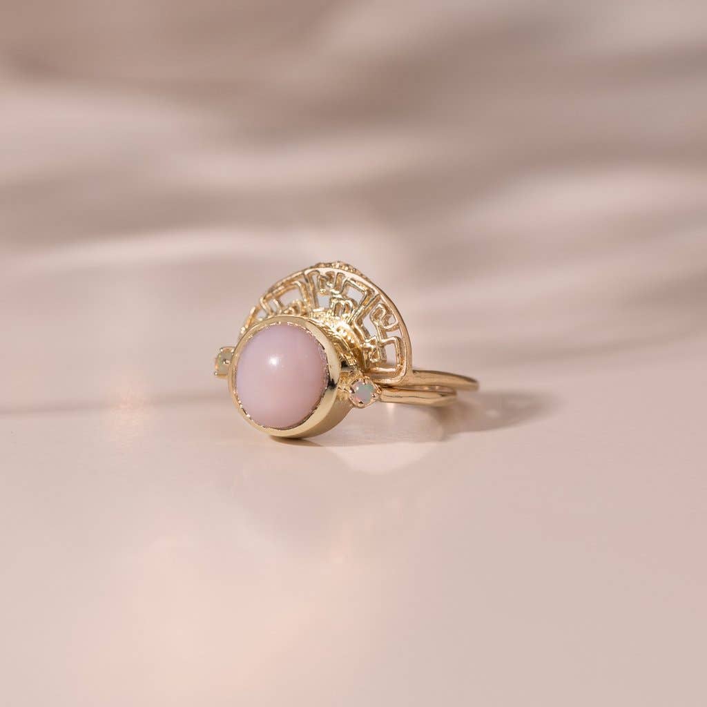 Hidden Star Ring in Pink Opal + Opal