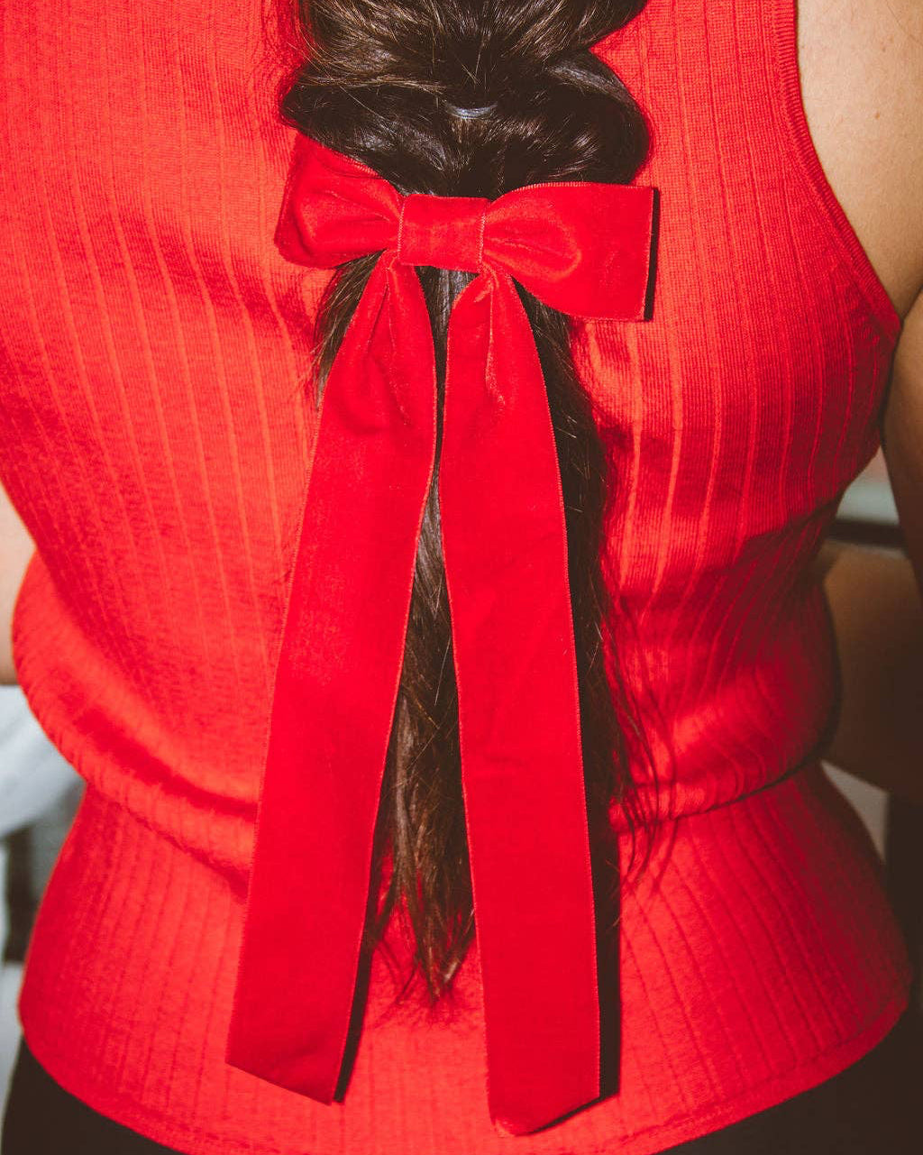 Velvet Long Bow Barrette