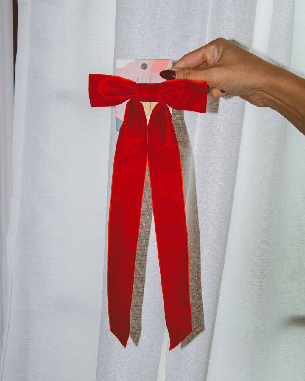 Velvet Long Bow Barrette