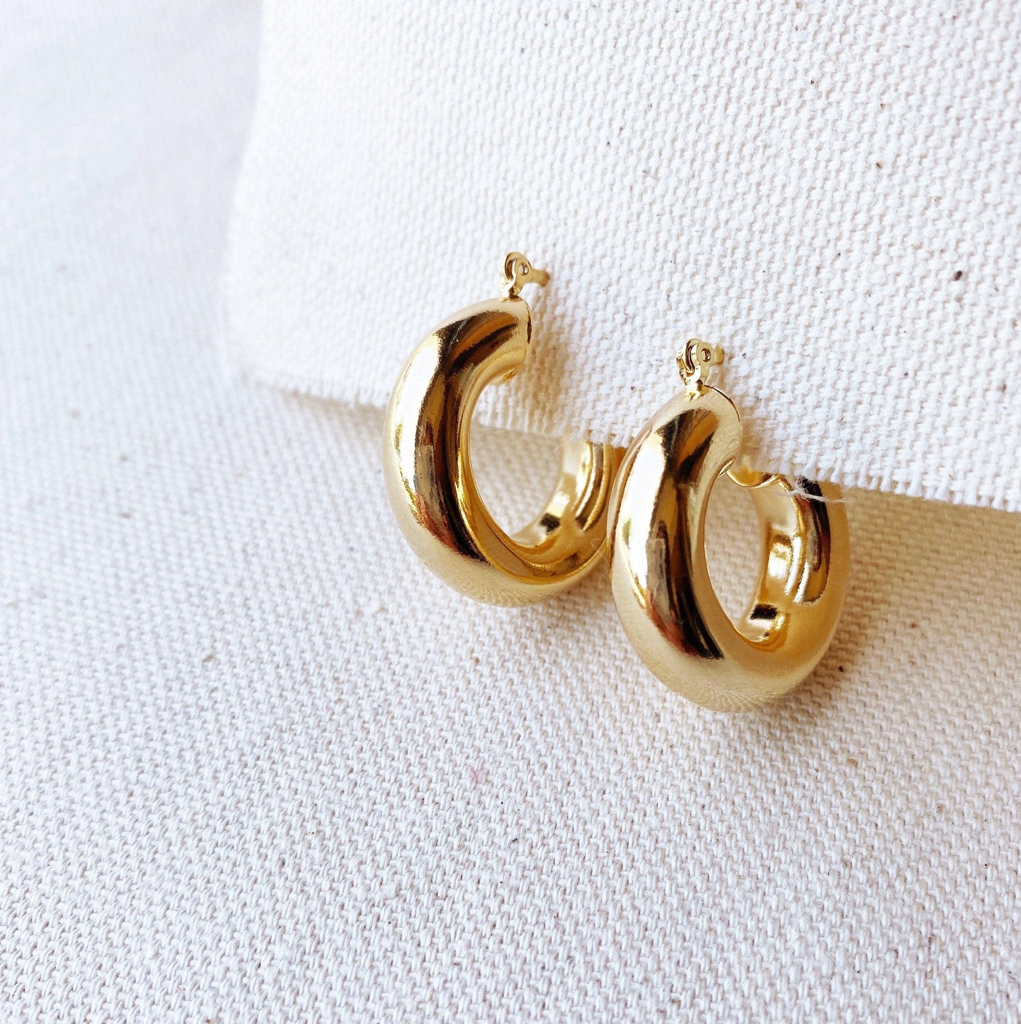 18k Gold Filled Thick Small Hoop Earrings For