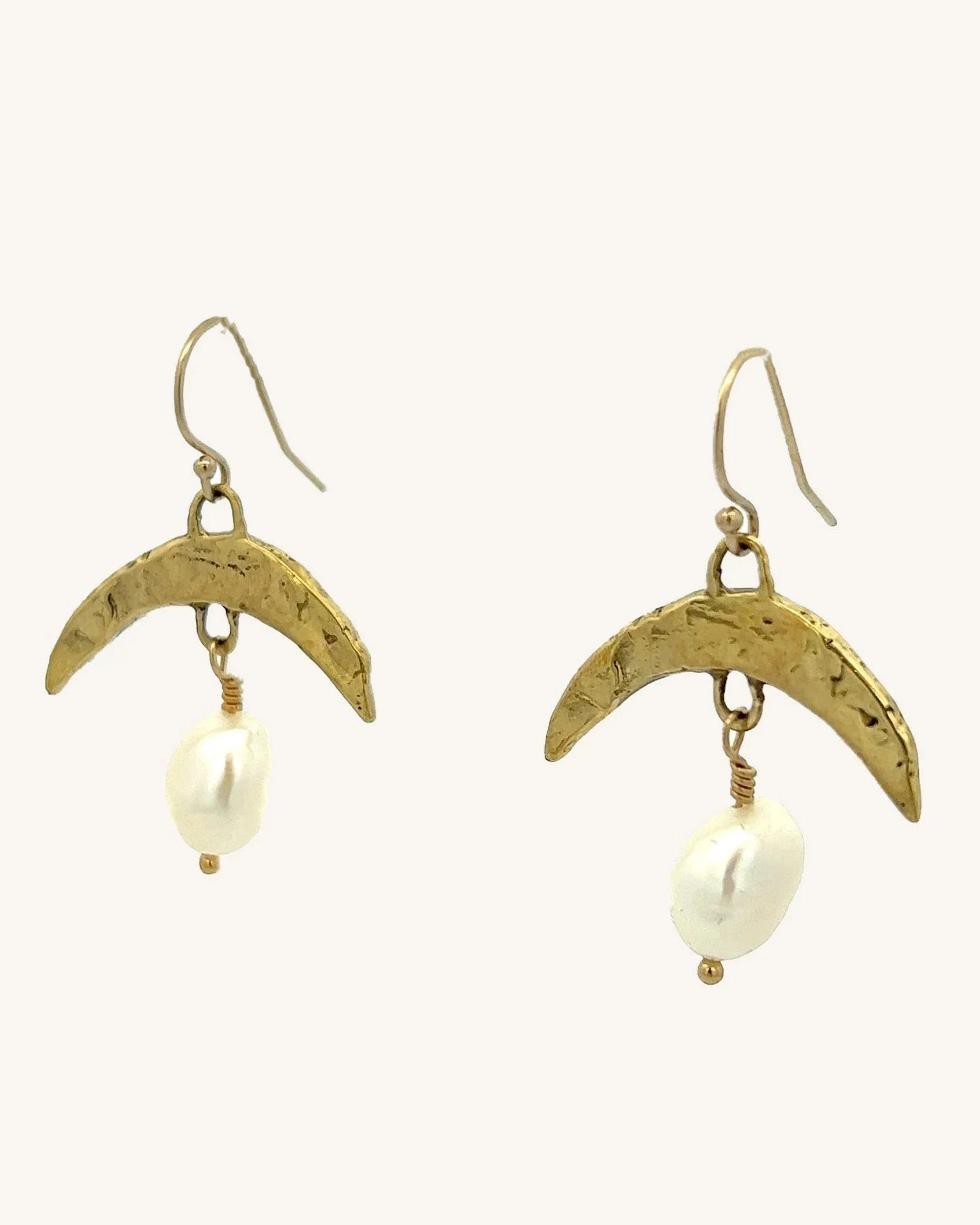 Cressida Gold Pearl Moon Earrings