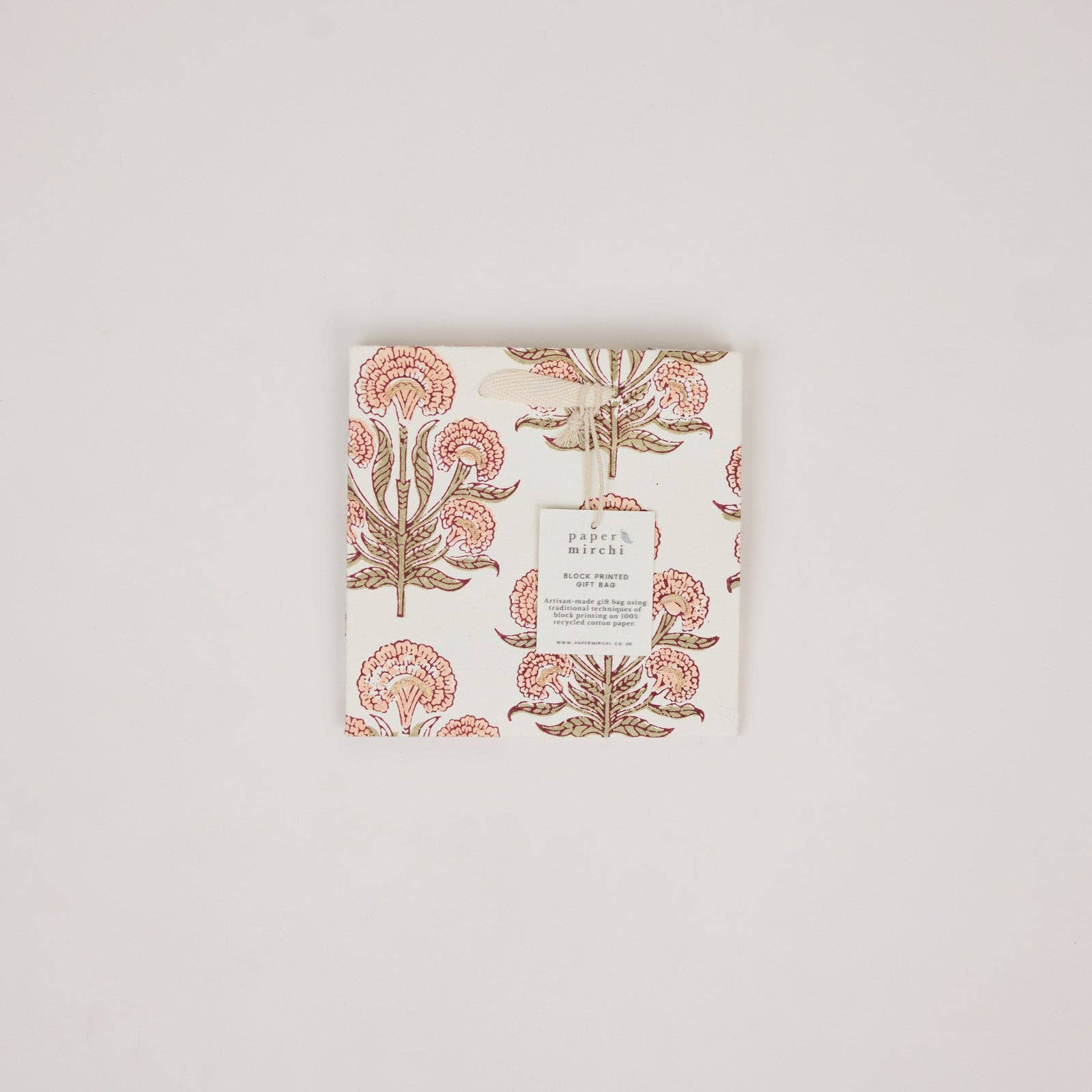 Hand Block Printed Gift Bags (Small) - Terracotta